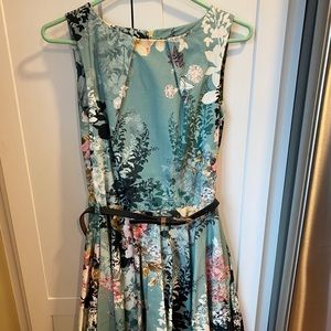 Closet London Floral Belted Skater Dress